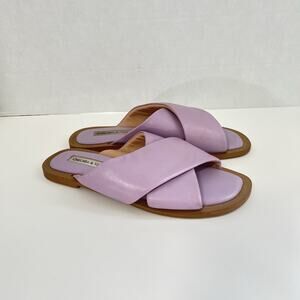 Chelsea & Violet Leather Sandals Women Size 7 Violet Wide Straps Jacey Slip On